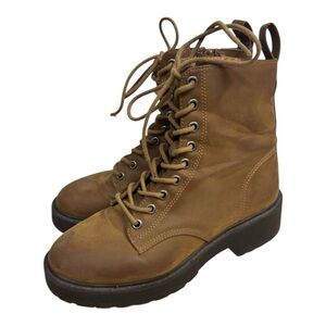 Coconuts by Matisse Luca Combat Boots Brown Faux Leather Lace Up Platform Size 7